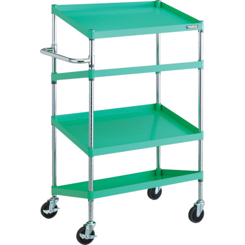 ＴＲＵＳＣＯ　ツールワゴン　フェニックスワゴン　省音　７５０Ｘ５００ＸＨ１３００　傾斜付　ヤンググリーン