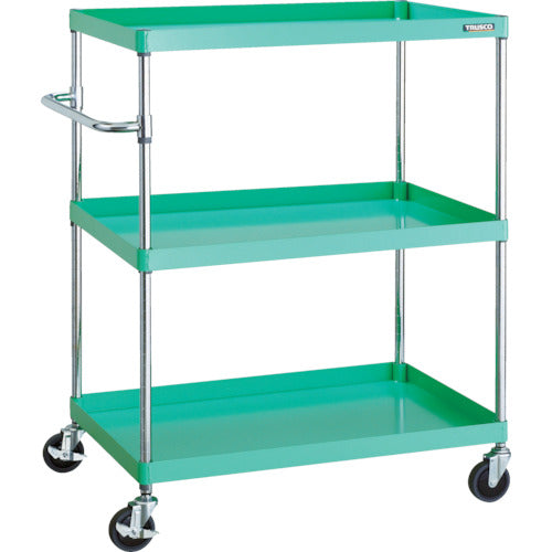 ＴＲＵＳＣＯ　ツールワゴン　フェニックスワゴン　省音　９００Ｘ６００ＸＨ１２００　３段　ヤンググリーン