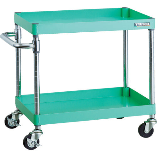 ＴＲＵＳＣＯ　ツールワゴン　フェニックスワゴン　　６００Ｘ４００　２段　Φ７５ゴム車輪　ヤンググリーン