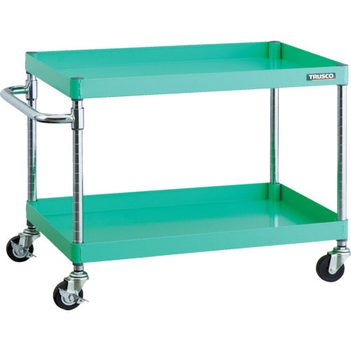 ＴＲＵＳＣＯ　ツールワゴン　フェニックスワゴン　　７５０Ｘ５００　２段　Φ７５ゴム車輪　ヤンググリーン