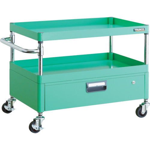 ＴＲＵＳＣＯ　ツールワゴン　フェニックスワゴン　省音　７５０Ｘ５００ＸＨ６００　１段引出付　ヤンググリーン