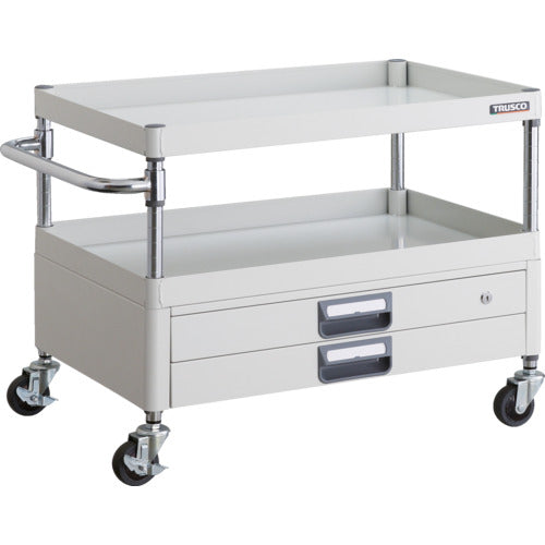 ＴＲＵＳＣＯ　ツールワゴン　フェニックスワゴン　省音　７５０Ｘ５００ＸＨ６００　２段引出付　ホワイト