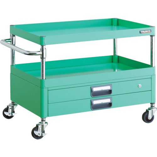 ＴＲＵＳＣＯ　ツールワゴン　フェニックスワゴン　省音　７５０Ｘ５００ＸＨ６００　２段引出付　ヤンググリーン