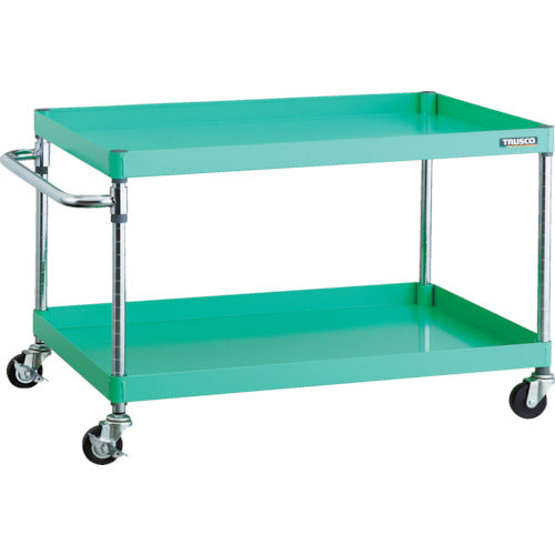 ＴＲＵＳＣＯ　ツールワゴン　フェニックスワゴン　　９００Ｘ６００　２段　Φ７５ゴム車輪　ヤンググリーン