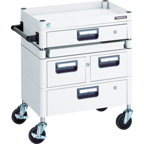 ＴＲＵＳＣＯ　ツールワゴン　フェニックスワゴン　省音　６００Ｘ４００　Ｈ７４０　引出付　スライド１段　ホワイト