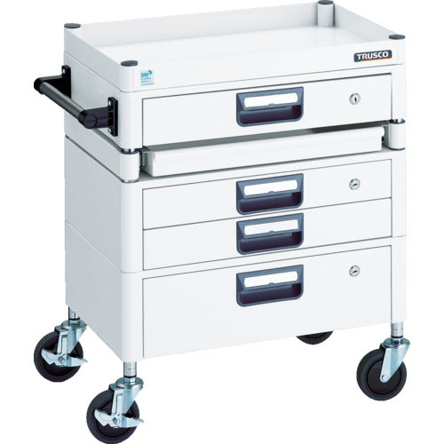 ＴＲＵＳＣＯ　ツールワゴン　フェニックスワゴン　省音　６００Ｘ４００　Ｈ７４０　引出付　スライド１段　ホワイト