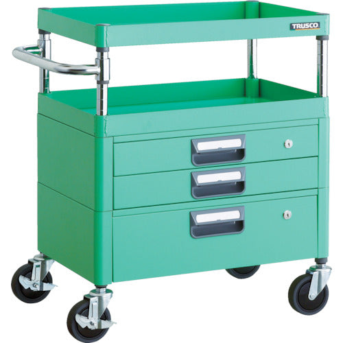 ＴＲＵＳＣＯ　ツールワゴン　フェニックスワゴン　省音　６００Ｘ４００ＸＨ７４０　引出付　ヤンググリーン