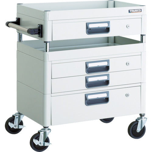 ＴＲＵＳＣＯ　ツールワゴン　フェニックスワゴン　抗菌　省音　６００Ｘ４００ＸＨ７４０　引出付　ホワイト