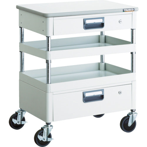 ＴＲＵＳＣＯ　ツールワゴン　フェニックスワゴン　省音　６００Ｘ４００ＸＨ７４０　引出　天板付　ホワイト