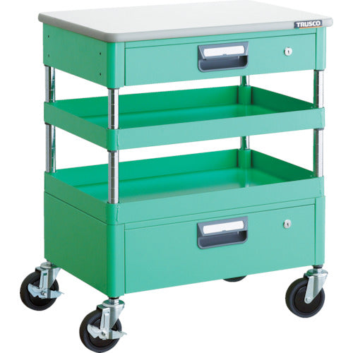 ＴＲＵＳＣＯ　ツールワゴン　フェニックスワゴン　省音　６００Ｘ４００ＸＨ７４０　引出　天板付　ヤンググリーン