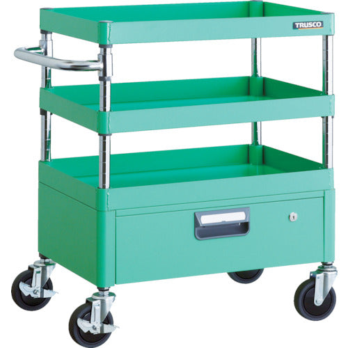 ＴＲＵＳＣＯ　ツールワゴン　フェニックスワゴン　省音　６００Ｘ４００ＸＨ７４０　１段引出付　ヤンググリーン