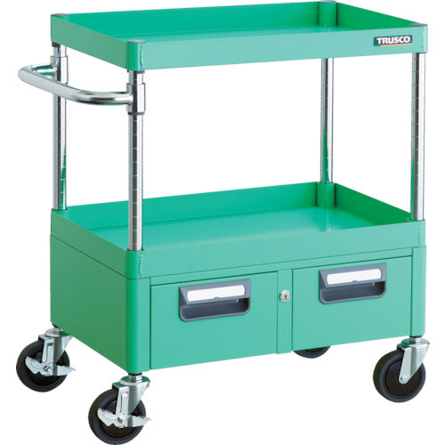 ＴＲＵＳＣＯ　ツールワゴン　フェニックスワゴン　省音　６００Ｘ４００ＸＨ７４０　２列引出付　ヤンググリーン
