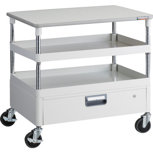 ＴＲＵＳＣＯ　ツールワゴン　フェニックスワゴン　省音　７５０Ｘ５００　１段引出　天板付　ホワイト
