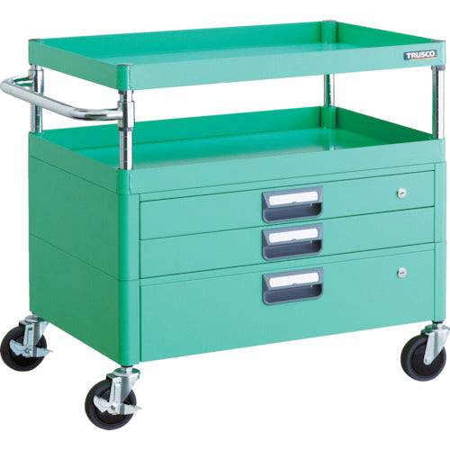 ＴＲＵＳＣＯ　ツールワゴン　フェニックスワゴン　省音　７５０Ｘ５００ＸＨ７４０　引出付　ヤンググリーン