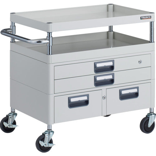 ＴＲＵＳＣＯ　ツールワゴン　フェニックスワゴン　抗菌　省音　７５０Ｘ５００ＸＨ７４０　引出付　ホワイト