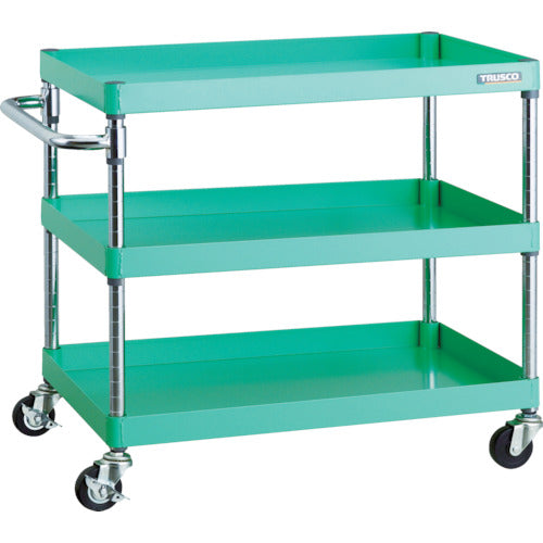 ＴＲＵＳＣＯ　ツールワゴン　フェニックスワゴン　　７５０Ｘ５００　３段　Φ７５ゴム車輪　ヤンググリーン