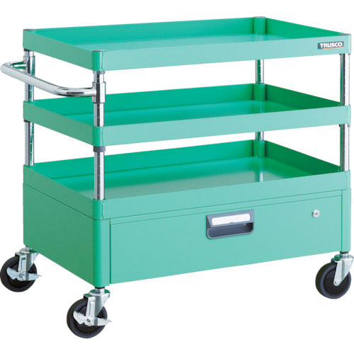 ＴＲＵＳＣＯ　ツールワゴン　フェニックスワゴン　省音　７５０Ｘ５００ＸＨ７４０　１段引出付　ヤンググリーン