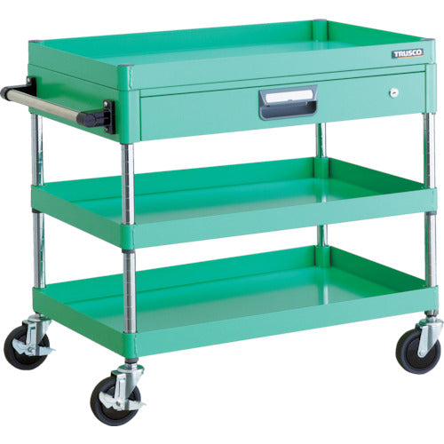 ＴＲＵＳＣＯ　ツールワゴン　フェニックスワゴン　省音　７５０Ｘ５００　薄型１段引出付　ヤンググリーン