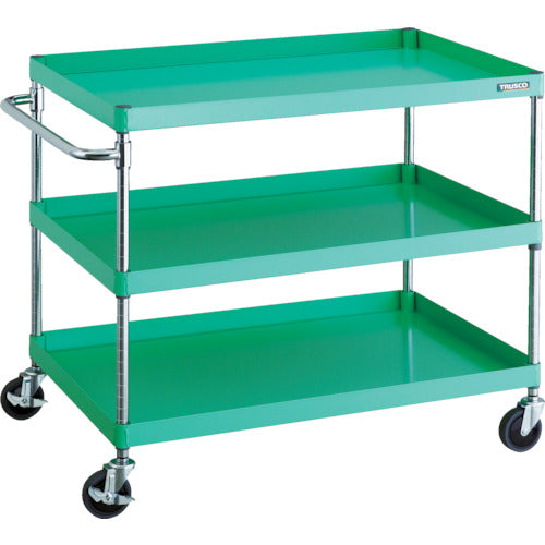 ＴＲＵＳＣＯ　ツールワゴン　フェニックスワゴン　省音　１０００Ｘ６５０ＸＨ８８０　３段　ヤンググリーン