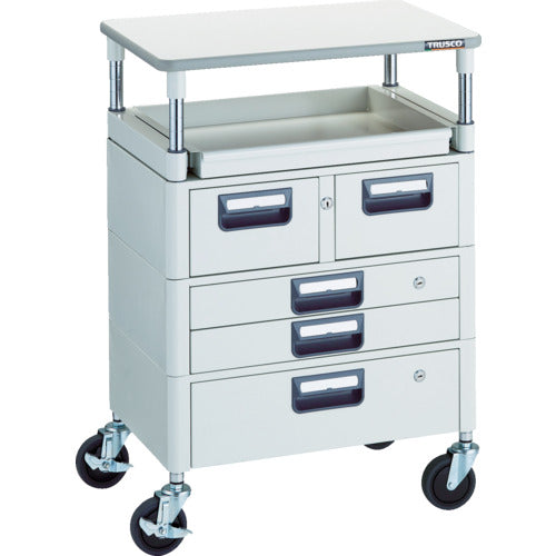 ＴＲＵＳＣＯ　ツールワゴン　フェニックスワゴン　省音　６００Ｘ４００　Ｈ８８０　引出付　スライド１段　ホワイト