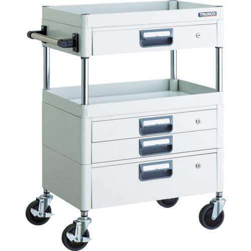 ＴＲＵＳＣＯ　ツールワゴン　フェニックスワゴン　省音　６００Ｘ４００ＸＨ８８０　引出付　ホワイト
