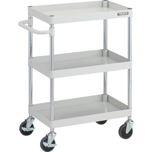 ＴＲＵＳＣＯ　ツールワゴン　フェニックスワゴン　抗ウィルスハンドル　省音　６００Ｘ４００ＸＨ８８０　３段　ホワイト