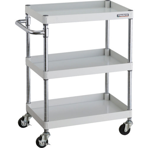 ＴＲＵＳＣＯ　ツールワゴン　フェニックスワゴン　　６００Ｘ４００　３段　Φ７５ゴム車輪　ホワイト