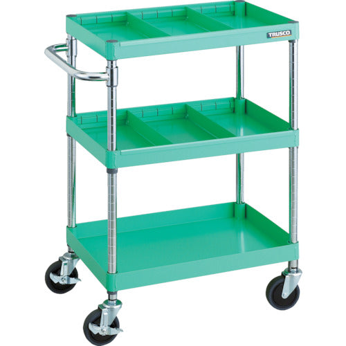 ＴＲＵＳＣＯ　ツールワゴン　フェニックスワゴン　省音　６００Ｘ４００　仕切２段付　ヤンググリーン