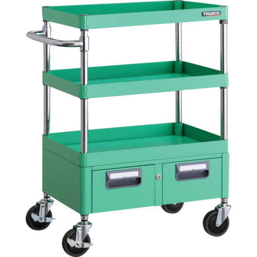 ＴＲＵＳＣＯ　ツールワゴン　フェニックスワゴン　省音　６００Ｘ４００ＸＨ８８０　２列引出付　ヤンググリーン