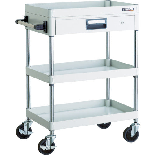 ＴＲＵＳＣＯ　ツールワゴン　フェニックスワゴン　省音　６００Ｘ４００　薄型１段引出付　ホワイト