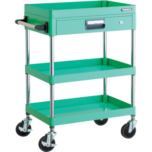 ＴＲＵＳＣＯ　ツールワゴン　フェニックスワゴン　省音　６００Ｘ４００　薄型１段引出付　ヤンググリーン