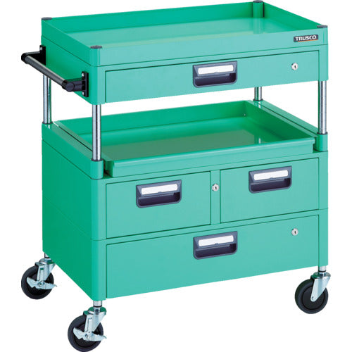 ＴＲＵＳＣＯ　ツールワゴン　フェニックスワゴン　省音　７５０Ｘ５００　Ｈ８８０　引出付　スライド１段　ヤンググリーン