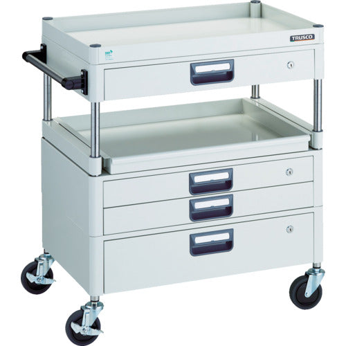 ＴＲＵＳＣＯ　ツールワゴン　フェニックスワゴン　省音　７５０Ｘ５００　Ｈ８８０　引出付　スライド１段　ホワイト