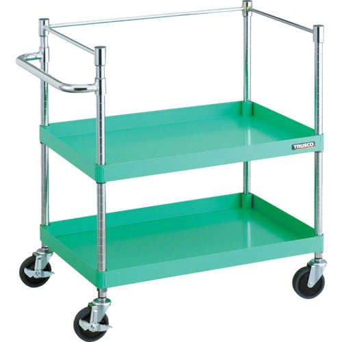 ＴＲＵＳＣＯ　ツールワゴン　フェニックスワゴン　省音　７５０Ｘ５００ＸＨ８８０　３方枠付　ヤンググリーン