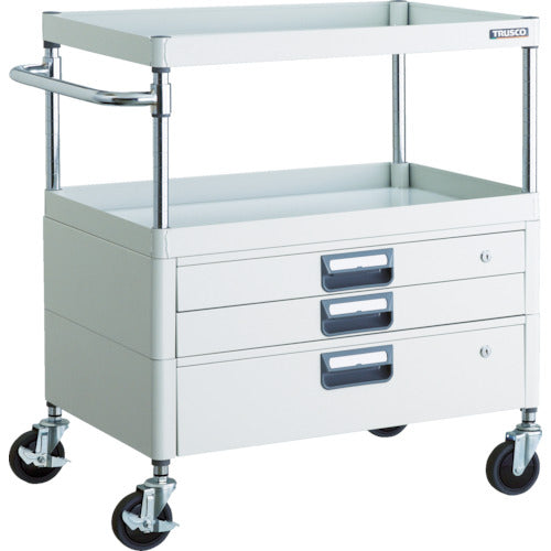 ＴＲＵＳＣＯ　ツールワゴン　フェニックスワゴン　省音　７５０Ｘ５００ＸＨ８８０　引出付　ホワイト