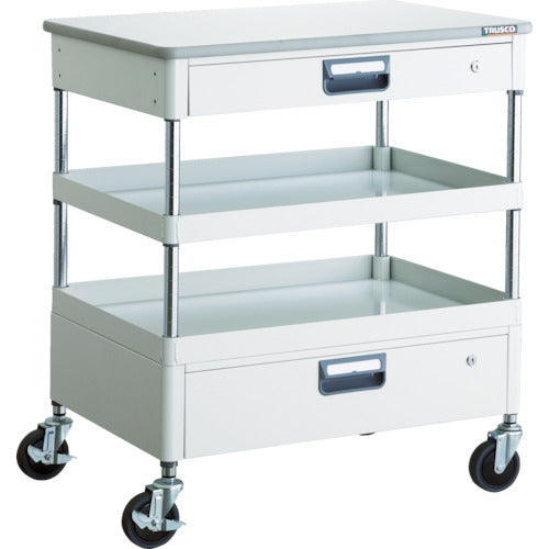 ＴＲＵＳＣＯ　ツールワゴン　フェニックスワゴン　省音　７５０Ｘ５００ＸＨ８８０　引出　天板付　ホワイト