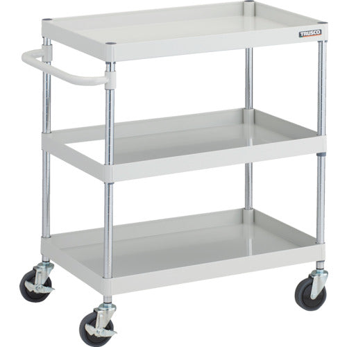 ＴＲＵＳＣＯ　ツールワゴン　フェニックスワゴン　抗ウィルスハンドル　省音　７５０Ｘ５００ＸＨ８８０　３段　ホワイト
