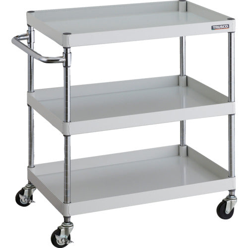 ＴＲＵＳＣＯ　ツールワゴン　フェニックスワゴン　　７５０Ｘ５００　３段　Φ７５ゴム車輪　ホワイト