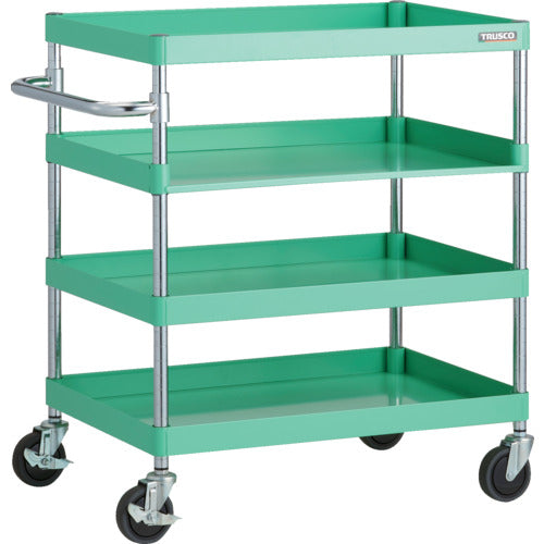 ＴＲＵＳＣＯ　ツールワゴン　フェニックスワゴン　省音　７５０Ｘ５００ＸＨ８８０　３方棚板付　ヤンググリーン