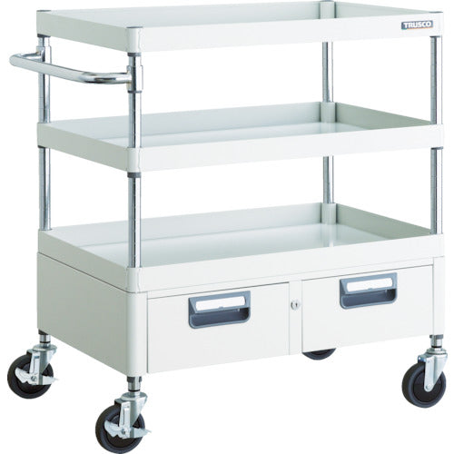 ＴＲＵＳＣＯ　ツールワゴン　フェニックスワゴン　省音　７５０Ｘ５００ＸＨ８８０　２列引出付　ホワイト