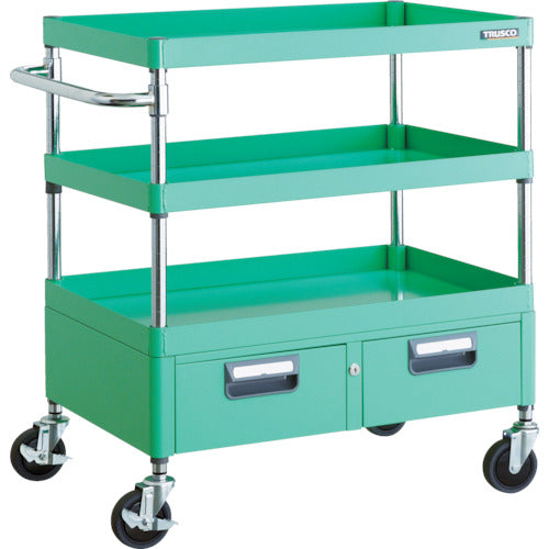 ＴＲＵＳＣＯ　ツールワゴン　フェニックスワゴン　省音　７５０Ｘ５００ＸＨ８８０　２列引出付　ヤンググリーン