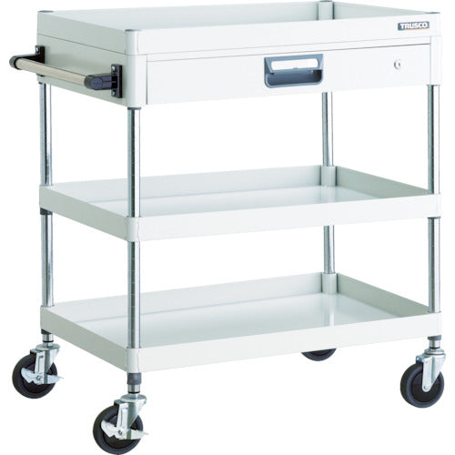 ＴＲＵＳＣＯ　ツールワゴン　フェニックスワゴン　省音　７５０Ｘ５００　薄型１段引出付　ホワイト