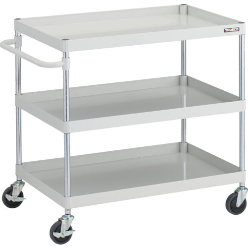 ＴＲＵＳＣＯ　ツールワゴン　フェニックスワゴン　抗ウィルスハンドル　省音　９００Ｘ６００ＸＨ８８０　３段　ホワイト