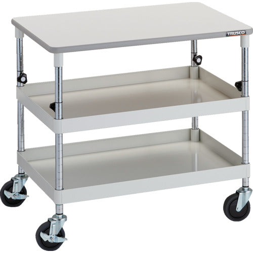 ＴＲＵＳＣＯ　ツールワゴン　フェニックスワゴン　省音　７５０Ｘ５００ＸＨ７００～９５０　天板付　ホワイト