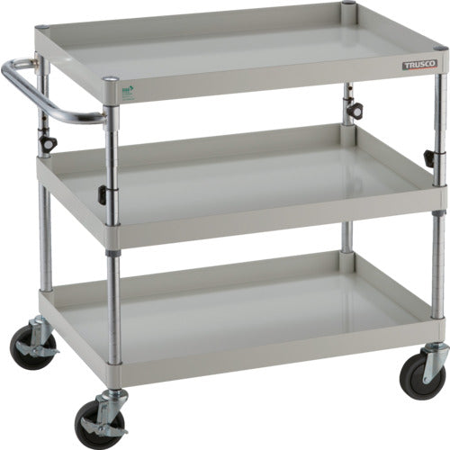 ＴＲＵＳＣＯ　ツールワゴン　フェニックスワゴン　省音　７５０Ｘ５００ＸＨ７００～９５０　３段　ホワイト