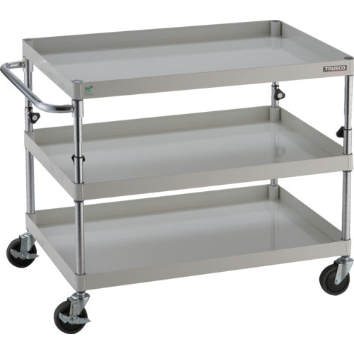 ＴＲＵＳＣＯ　ツールワゴン　フェニックスワゴン　省音　９００Ｘ６００ＸＨ７００～９５０　３段　ホワイト