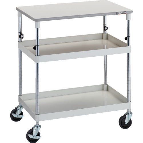 ＴＲＵＳＣＯ　ツールワゴン　フェニックスワゴン　省音　６００Ｘ４００ＸＨ８８０～１１３０　天板付　ホワイト