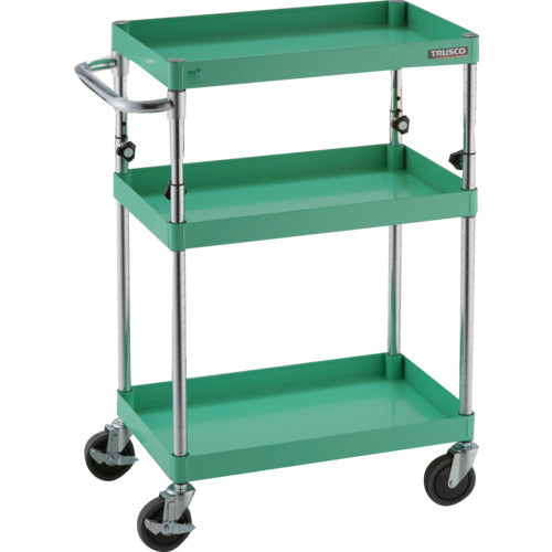 ＴＲＵＳＣＯ　ツールワゴン　フェニックスワゴン　省音　６００Ｘ４００ＸＨ８８０～１１３０　３段　ヤンググリーン