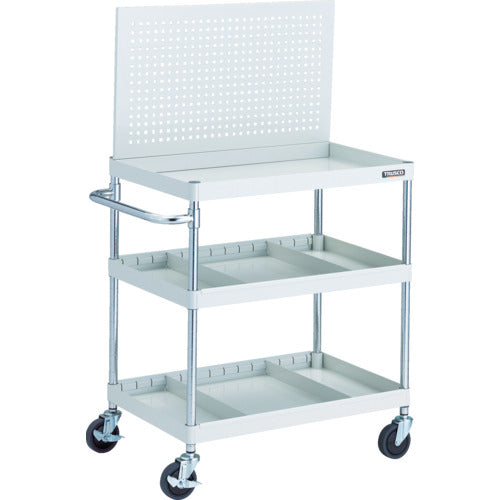 ＴＲＵＳＣＯ　ツールワゴン　フェニックスワゴン　省音　７５０Ｘ５００　仕切２段付　上部パンチングパネル仕様　ホワイト