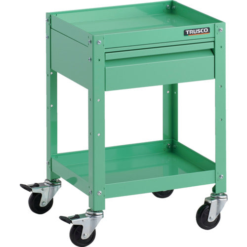 ＴＲＵＳＣＯ　ツールワゴン　ラビットワゴン　４００Ｘ３５０　引出１段付　ゴム車輪　ヤンググリーン